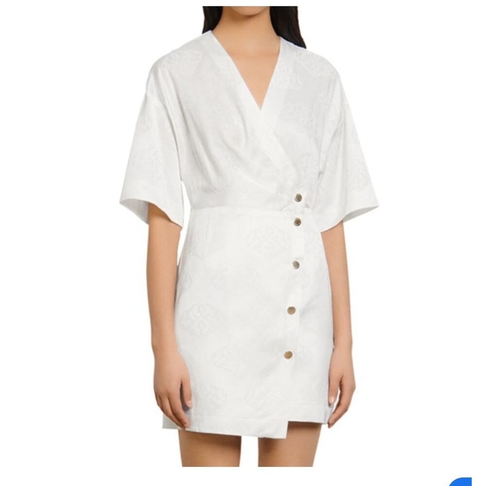 Sandro White Button Up Wrap Mini Dress 0 US 2